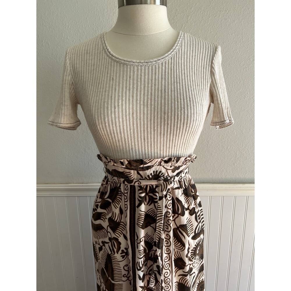 60-70s Sears Maxi Dress Textured Bark Cloth Hawaiian Tiki Tropical Blue White XS